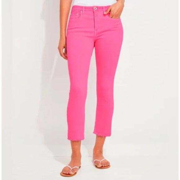 Vineyard Vines High-Rise Straight Crop Jeans in Lipstick Pink Size 29 EUC - Picture 8 of 8